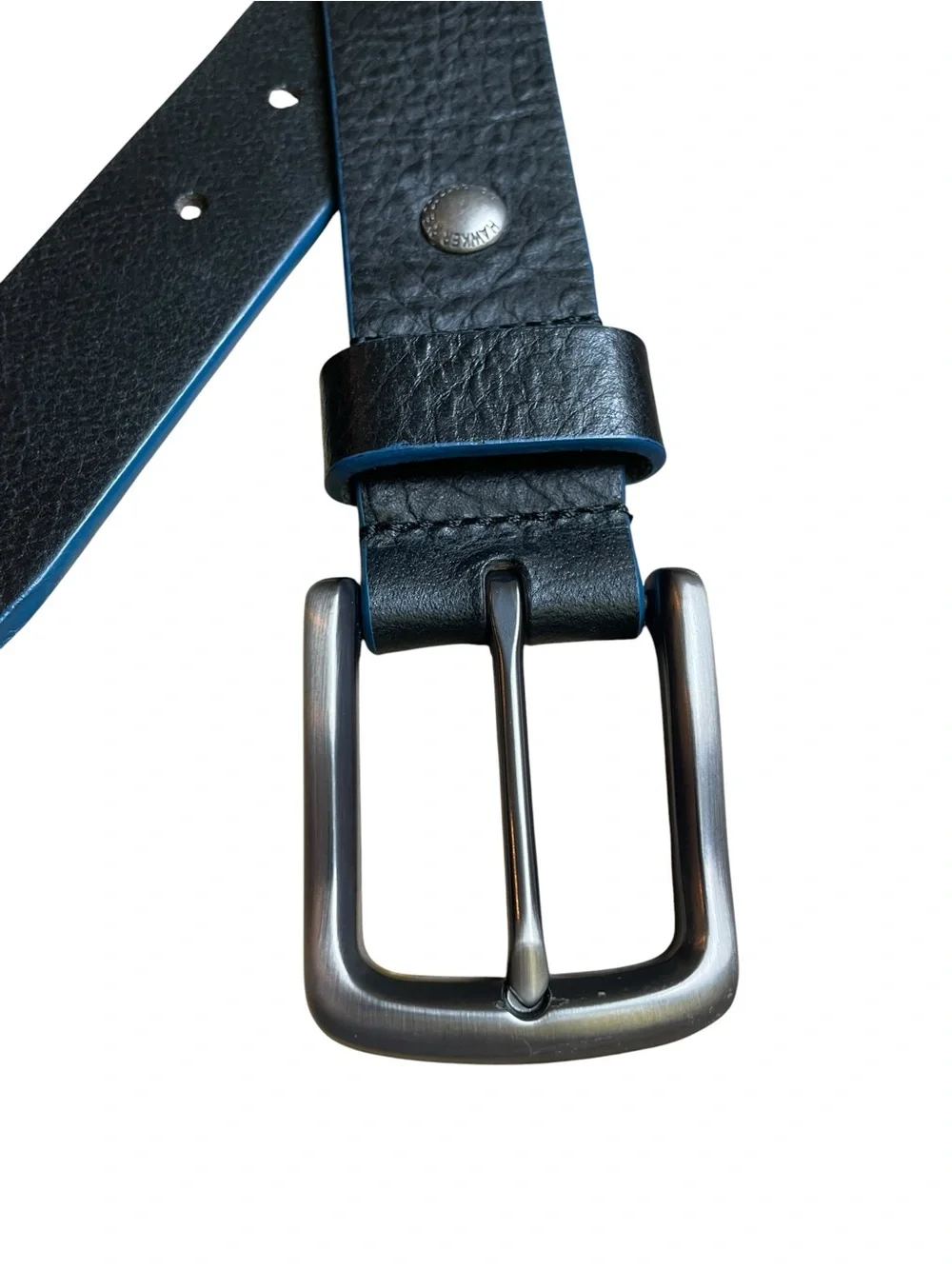 Hawker Rye Men's Black Pebbled Leather Dress Belt Sz 38 Silver Buckle Wide  Exce